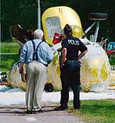 Helikoptern kraschade strax efter starten. Foto: Peppe Arninge/Pressens Bild