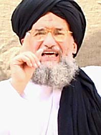 Al-Qaidas ledare  al-Zawahiri hotar med fler bomber mot London. Foto: Pressens Bild.