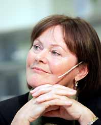 – Jag är nöjd med min pension, säger Anitra Steen. Hon är chef för Systembolaget. Foto: Maja Suslin/Pressens Bild
