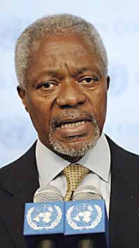 FNs chef Kofi Annan är chockad över Israels bombanfall som dödat många barn. Foto: Stan Honda/Pressens Bild