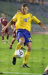 Marcus Allbäck gjorde två mål i matchen mot Liechtenstein. Foto: Björn Larsson Rosvall/Scanpix.
