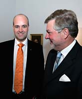Fredrik Reinfeldt och talmannen Björn von Sydow. Foto: Anders Wiklund/PrB