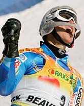 En glad André Myhrer efter segern i världscupen i helgen. Foto: Ed Andreiski/Scanpix