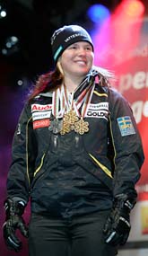 Anja Pärson hyllades i Stockholm. Foto: Mats Andersson/Scanpix