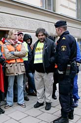 Facket demontstrerar utanför hunddagiset i Stockholm. Foto: Maja Suslin/Scanpix