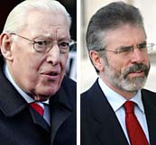 Protestanten Ian Paisley och katoliken Gerry Adams ska tillsammans leda Nordirland. Foton: Peter Morrison/AP/Scanpix 