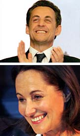 Nicolas Sarkozy och Ségolène Royal tävlar om att bli Frankrikes nästa president. Övre fotot: Christophe Ena/Scanpix Undre fotot: Michael Sawyer/Scanpix