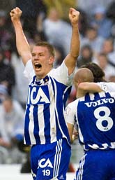 Saken är klar. Thomas Olsson har gjort mål och Göteborg tar guld. Foto: Björn Larsson Rosvall/Scanpix
