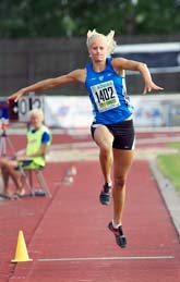 Carolina Klüft slog rekord direkt. Foto: Hans Runesson/Scanpix
