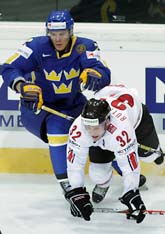 Sverige vann mot Schweiz i ishockey-VM. Foto: Salvatore di Nolfi/Scanpix