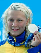 Sarah Sjöström med sitt VM-guld. Foto: Michael Sohn/Scanpix