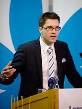 Sverigedemokraternas ledare Jimmie Åkesson. Foto: Björn Lindgren/Scanpix