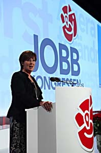 Mona Sahlin på Socialdemokraternas kongress. Foto: Fredrik Persson/Scanpix