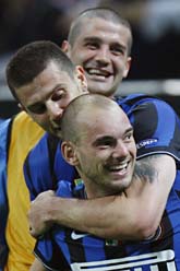 Inter vann med 3-1 mot Barcelona. Fotot: Luca Bruno/Scanpix