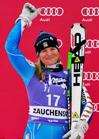 Anja Pärson blev tvåa. Foto: Giovanni Auletta/Scanpix
