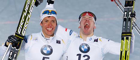 Marcus Hellner tog guld i VM-sprinten. Emil Jönsson blev trea.