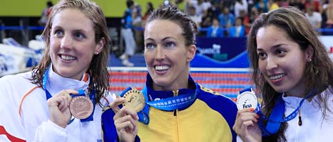 Therese Alshammar tog Sveriges enda medaljer i sim-VM.
Foto: Eugene Hoshiko/Scanpix