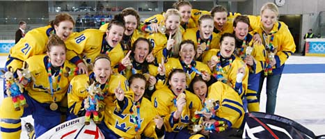 Sveriges tjejlag vann OS-guld. Foto: Christian Forcher/Scanpix