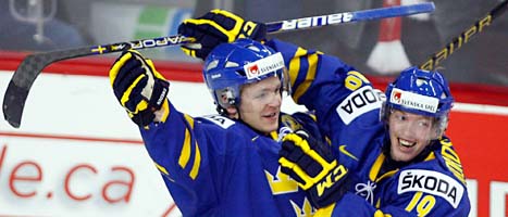 Sveriges juniorlag är klart för semifinal i ishockey-VM. Foto: Johan Nilsson/Scanpix