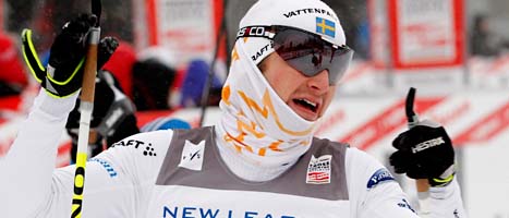 Teodor Peterson leder sprintcupen efter sin seger. Foto: Ivan Sekretarev/Scanpix