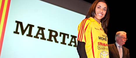 Marta da Silva är världens bästa fotbollsspelare. Nu återvänder hon till Sverige och damallsvenskan. Foto: Lars Pehrson/Scanpix