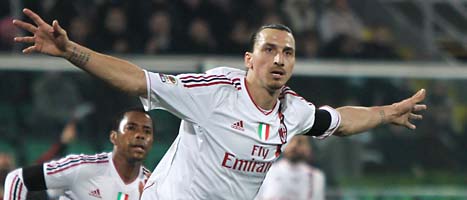 Zlatan gjorde tre mål på 14 minuter. Foto: Antonio Callani/Scanpix