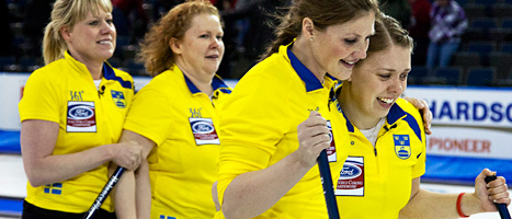 Det blev VM-silver för svenskorna. Schweiz vann guldet.
Foto: Andrew Vaughan/Scanpix