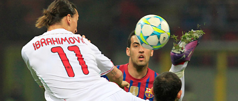 Zlatan och hans Milan spelade oavgjort mot Barcelona.
Foto: Luca Bruno/Scanpix.