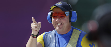 Skytten Håkan Dahlby tog Sveriges andra medalj i OS. Foto: Rebecca Blackwell/Scanpix