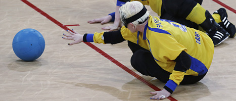 Sveriges damer förlorade i goalboll.Foto Lefteris Pitarakis/Scanpix