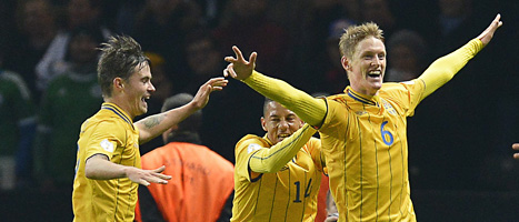 Rasmus Elm blev hjälte i kvalmatchen mot Tyskland. Foto: Anders Wiklund/Scanpix.