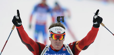 Emil Hegle Svendsen vann jaktstarten i skidskytte-VM. 
Foto: Roman Vondrous/Scanpix.