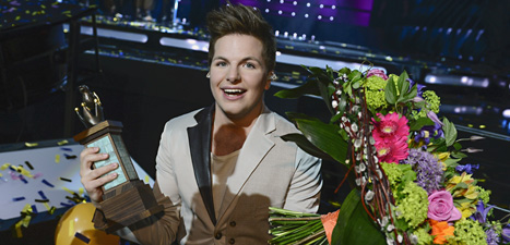 Robin Stjernberg ska sjunga för Sverihe i finalen i ESC i Malmö i maj.
Foto: Claudio Bresciani/Scanpix.