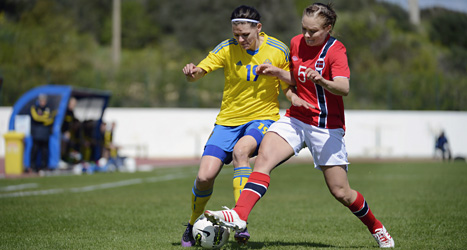 Sverige fick stryk av Norge i matchen om tredjeplatsen i Algarve Cup.
Foto. Jessica Gow/Scanpix.