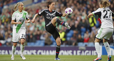 Lotta Schelin lyckades inte göra mål i finalen i Champions League.
Foto: Matt Dunham/Scanpix.