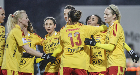 Tyresö leder damallsvenska i fotboll. Foto: Jessica Gow/Scanpix