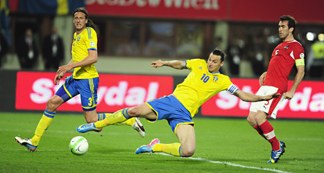 Zlatan gjorde inget mål i helgens kvalmatch mot Österrike. Foto: Björn Lindgren/Scanpix.
