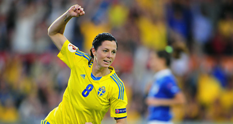 Lotta Schelin gjorde mål mot Italien. Sverige vann med 3-1. 
Foto: Björn Lindgren/Scanpix.