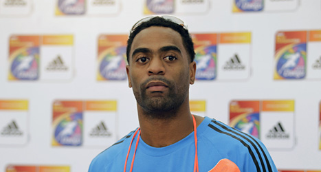 Tyson Gay får inte tävla i VM i höst. han har åkt fast för dopning. 
Foto: Matt Dunham/Scanpix