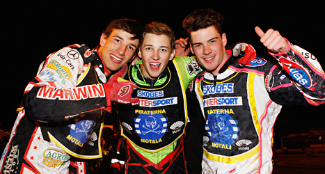 Piraterna från Motala firar SM-guldet i speedway. Foto: Scanpix.