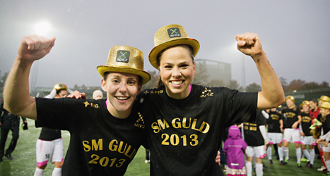 Malmöspelare firar SM-guldet i fotboll. Foto: Andreas Hillergren/Scanpix.