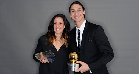 Zlatan Ibrahimovic och Lotta Schelin på Fotbollsgalan. Foto: Erik Mårtensson/TT.