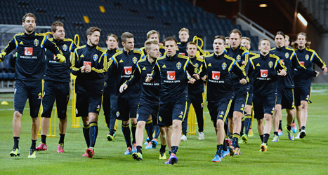 Sverige tränar inför matchen mot Portugal. Foto: Claudio Bresciani/TT