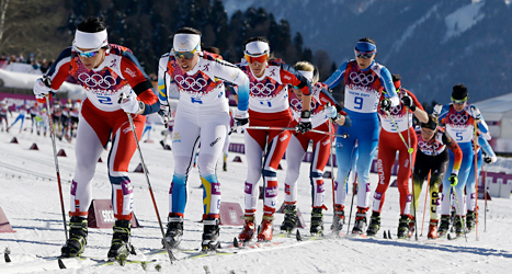 Charlotte Kalla blev tvåa efter Marit Björgen från Norge: Foto:
Kirsti Wigglesworth/TT.