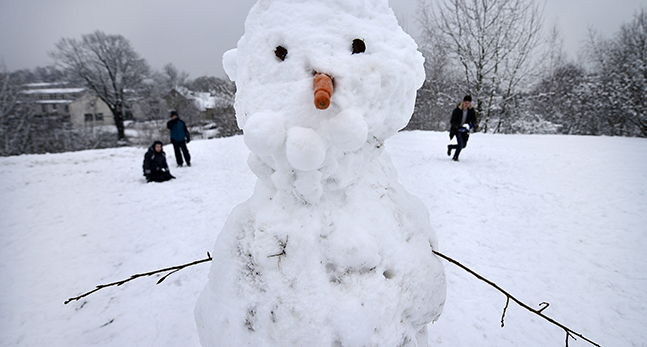 En snögubbe i Tyskland.