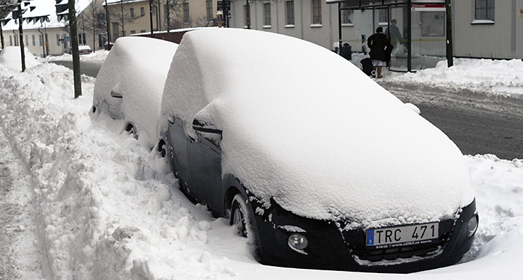 En insnöad bil.