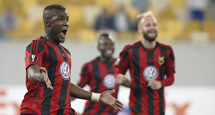 Alhaji Gero jublar över sitt mål