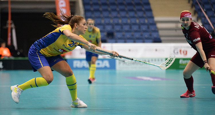 En bild från matchen där Sverige mötte Lettland.