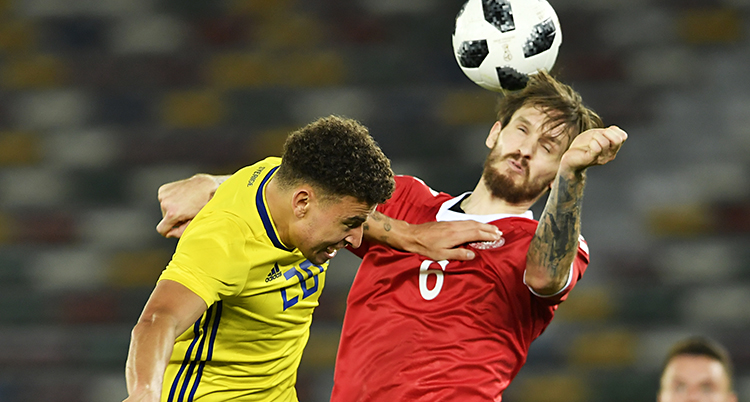Jordan Larsson i matchen mot Danmark