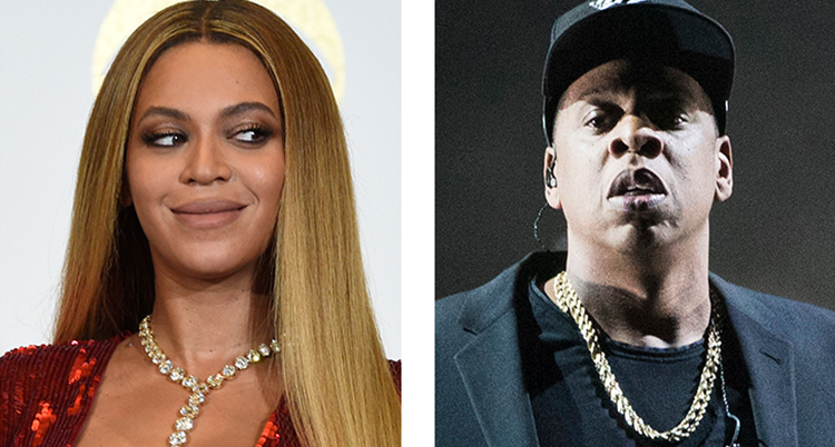 Två foton, till vänster Beyoncé och till höger Jay-Z.